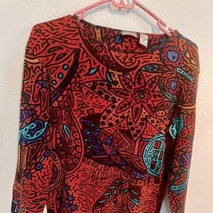 Chico’s Painted Top~Size 1 Very pretty colorful top made of 100% cotton.
